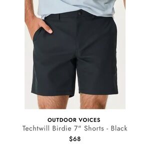 Outdoor Voices Men's Black TechTwill 7” Shorts NWT